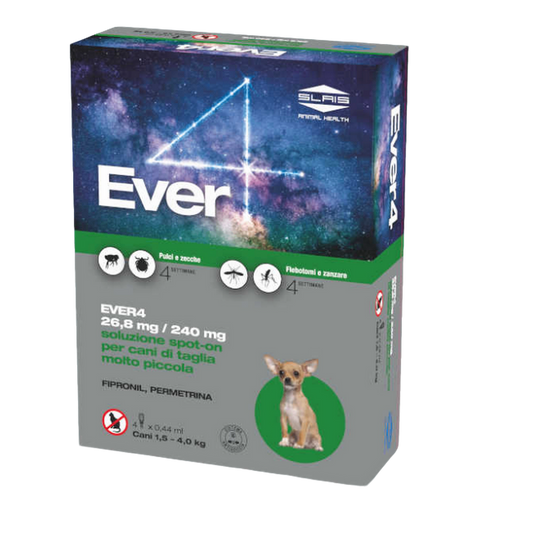 EVER4 Spot-On Cane XS (1,5 – 4kg) – 4 Pipette Antiparassitario-0