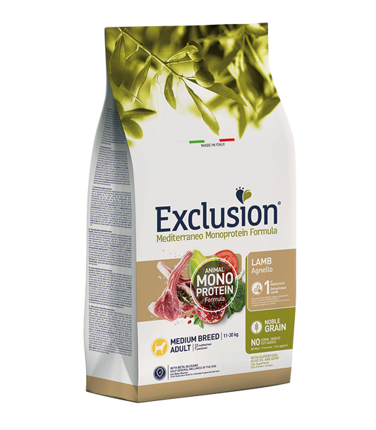 Crocchette Exclusion Mediterraneo Monoprotein – Cane Adult Medium Agnello 12kg-0